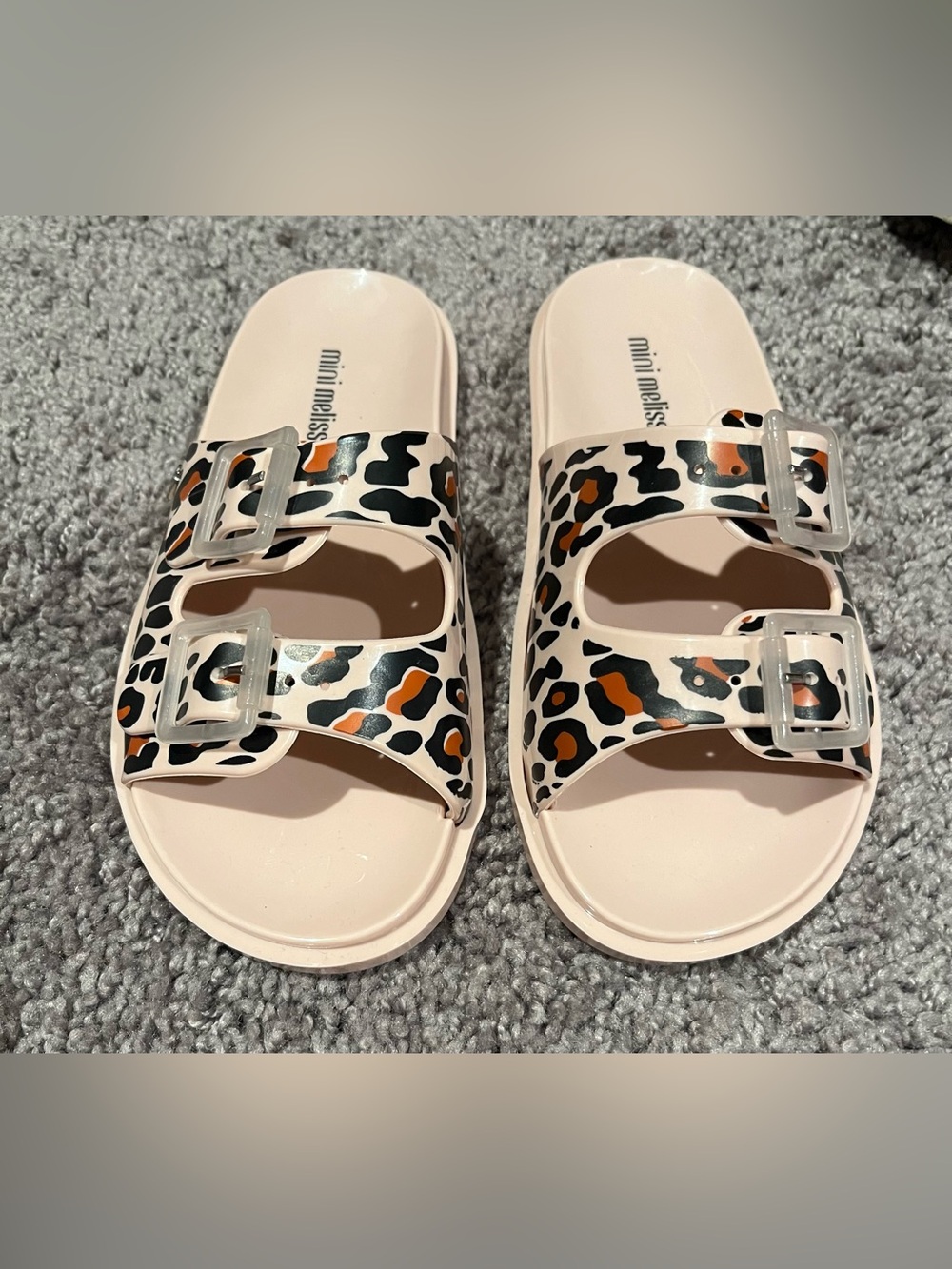 Mini Melissa Pink Animal Print Slides - Size 13